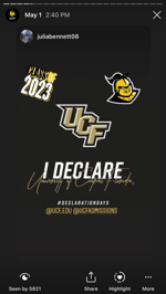 Phone screenshot of a student attending UCF in 2023