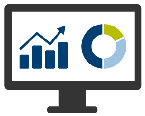 Computer monitor screen showing graphs as if on a dashboard