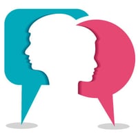 Male and female conversation bubbles