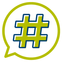 Hashtag in a speech bubble