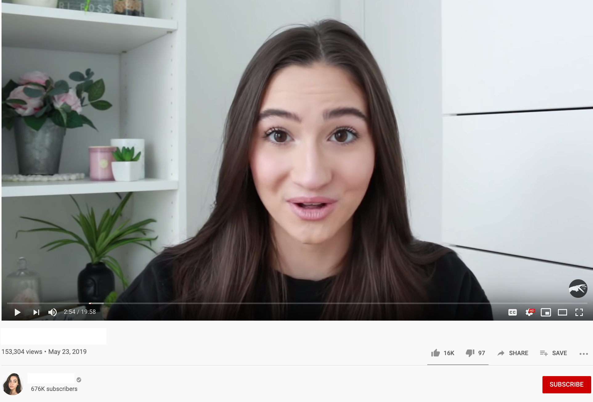 Screenshot of Christina's YouTube video about her mental health struggles at college