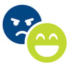 Angry emoji and happy emoji indicating sentiment